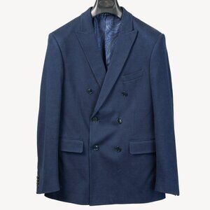 Etro Navy Blue Tartan Double-Breasted Silk-Lined Blazer